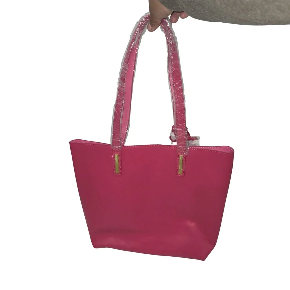 JOY & IMAN Tassel Chic Leather Handbag with Leather Wrislet, Raspberry, Medium